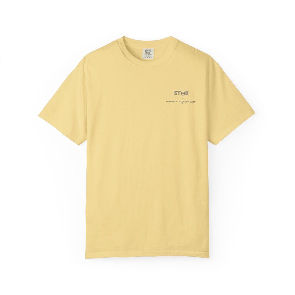 Butter yellow unisex Reach Tee heavyweight cotton t-shirt, front view